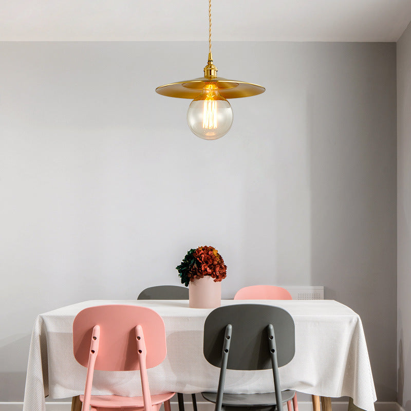 Contemporary Scandinavian Orb All Copper Glass 1-Light Pendant Light For Living Room