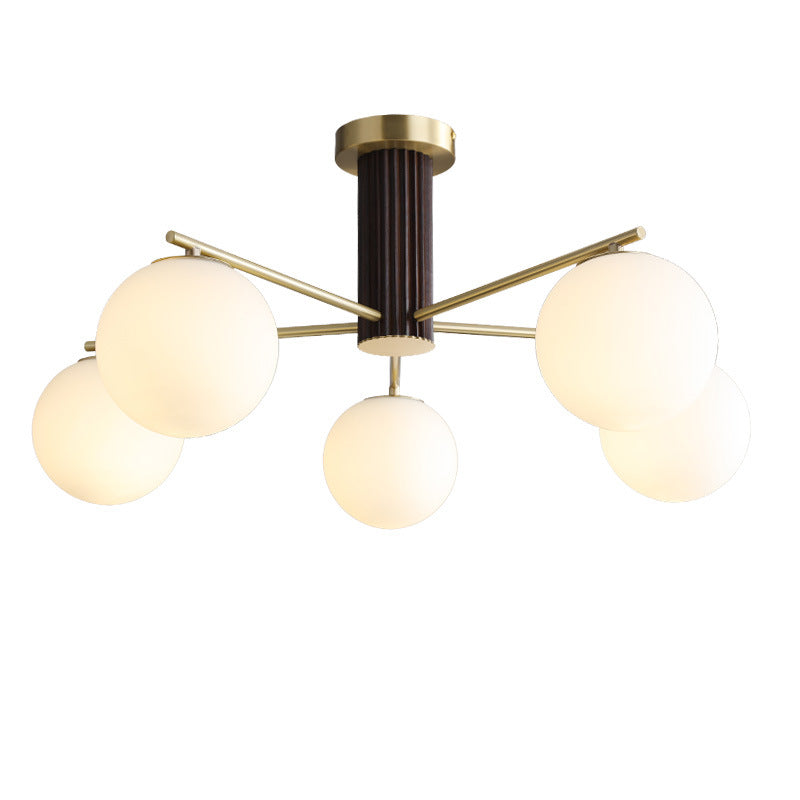 Modern Creative Minimalist Copper Glass Sphere 3/5-Light Semi-Flush Mount Ceiling Light