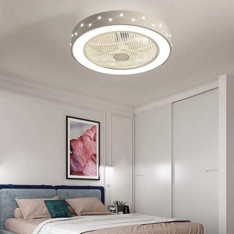 مروحة سقف LED مدمجة بتصميم المجرات الدائرية البسيطة النوردية