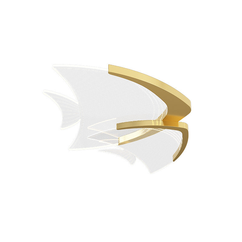 Modern Art Deco Fish Acrylic Aluminum LED Flush Mount Ceiling Light For Bedroom