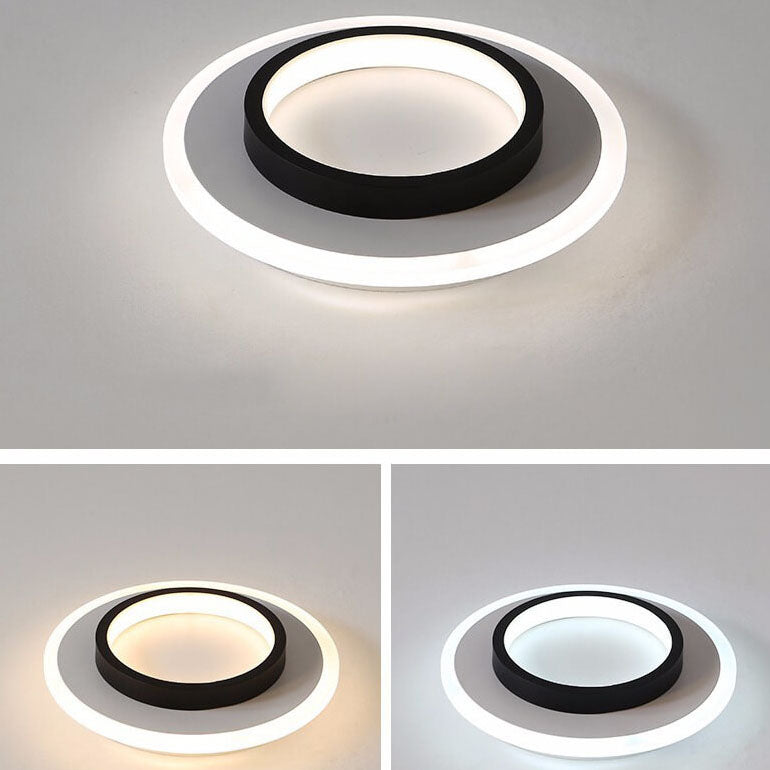Modern Round Square Black White Iron Acrylic LED Flush Mount Light