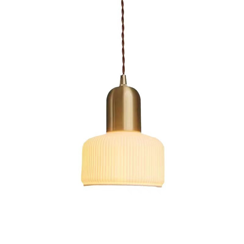 Traditional Japanese Copper Ceramic Hemispheric 1-Light Pendant Light For Dining Room