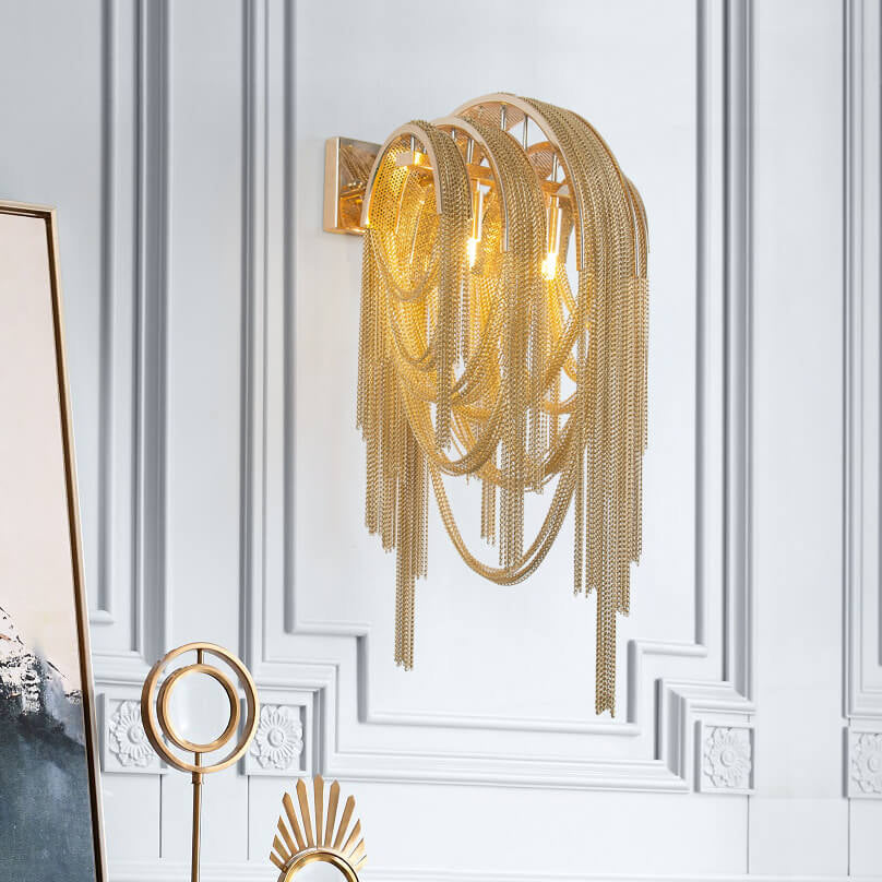 Postmodern Luxury Aluminum Chain Tassel 2-Light Wall Sconce
