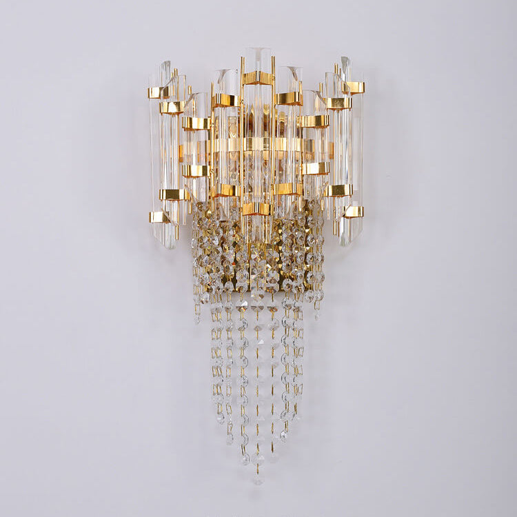Modern Luxury Crystal Tassel Gold 2/3 Light Wall Sconce Lamp