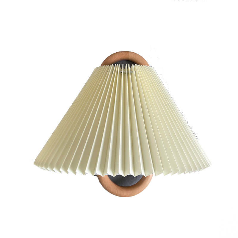 Modern Original Solid Wood Pleated Semi-Circle 1-Light Wall Sconce Lamp
