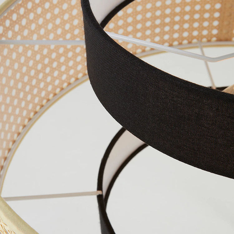 مصباح معلق دائري من نسيج الروطان العتيق التقليدي مزود بمصباح واحد