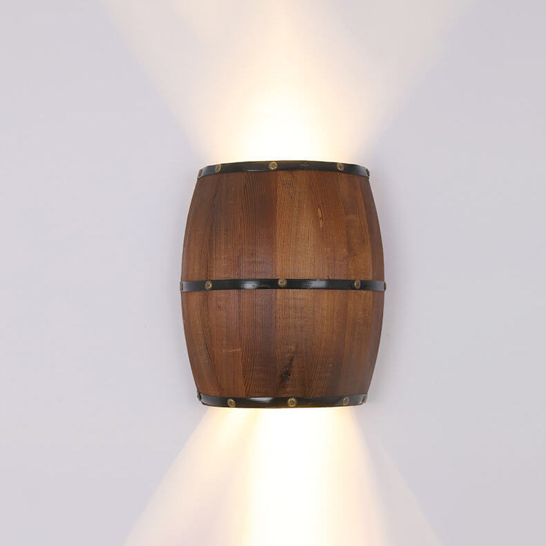 Industrial Vintage Half Barrel Wood LED Wall Sconce Lamp