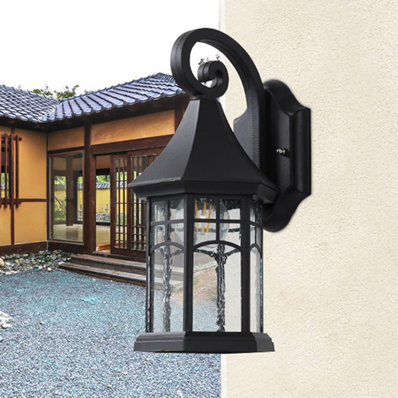 Traditional European Waterproof Aluminum Glass Conical Prism 1-Light Wall Sconce Lamp For Garden