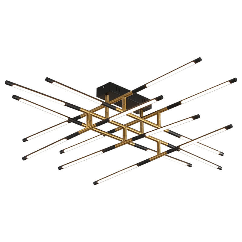 Nordic Creative Iron Geometric Line Combination LED Semi-Flush Mount Ceiling Light