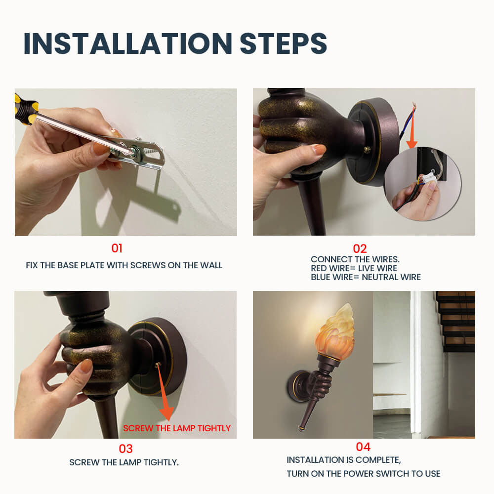 Creative Vintage Torch 1- Light Wall Sconce Lamp