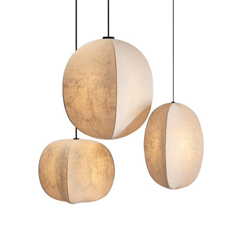 Traditional Japanese Zen Anti-silk Lantern Shape 1-Light Pendant Light For Living Room