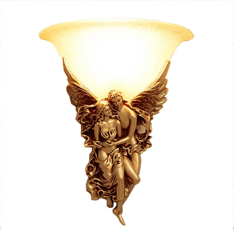 Creative Retro Resin Angels Hugging 1-Light Wall Sconce Lamp
