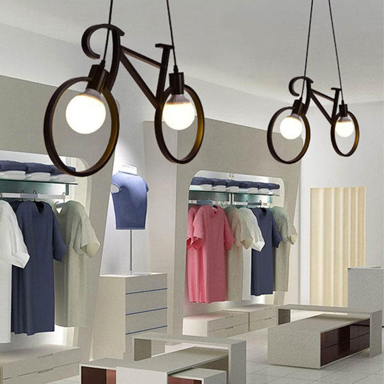 Contemporary Creative Bicycle Iron 2-Light Chandelier For Living Room