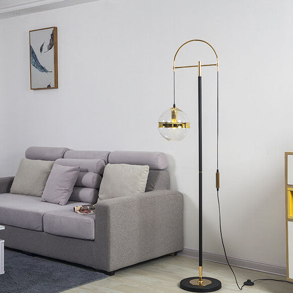 Modern Minimalist Fishing Rod Ball Iron Glass Marble 1-Light Standing Floor Lamp