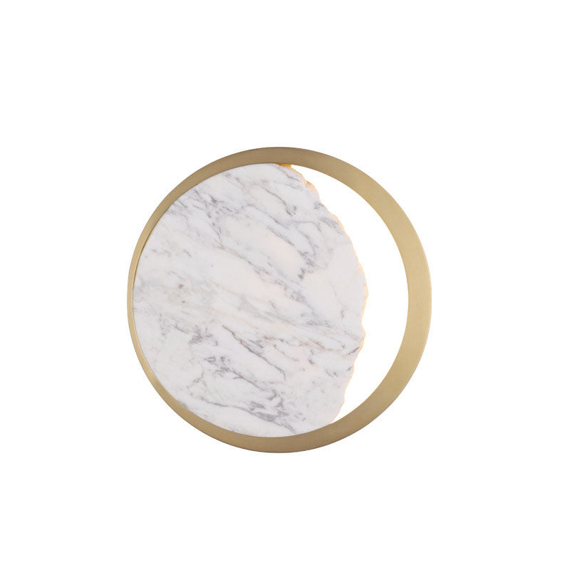 Contemporary Nordic Marble Metal Circle Ring LED Wall Sconce Lamp For Bedroom