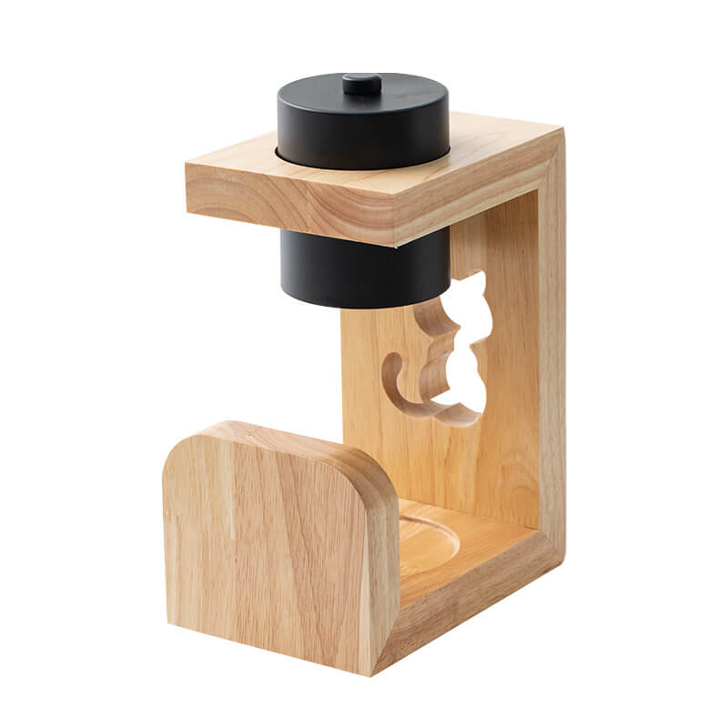 Japanese Creative Iron Cat Whale Hollow Wood Base 1-Light Melting Wax Table Lamp