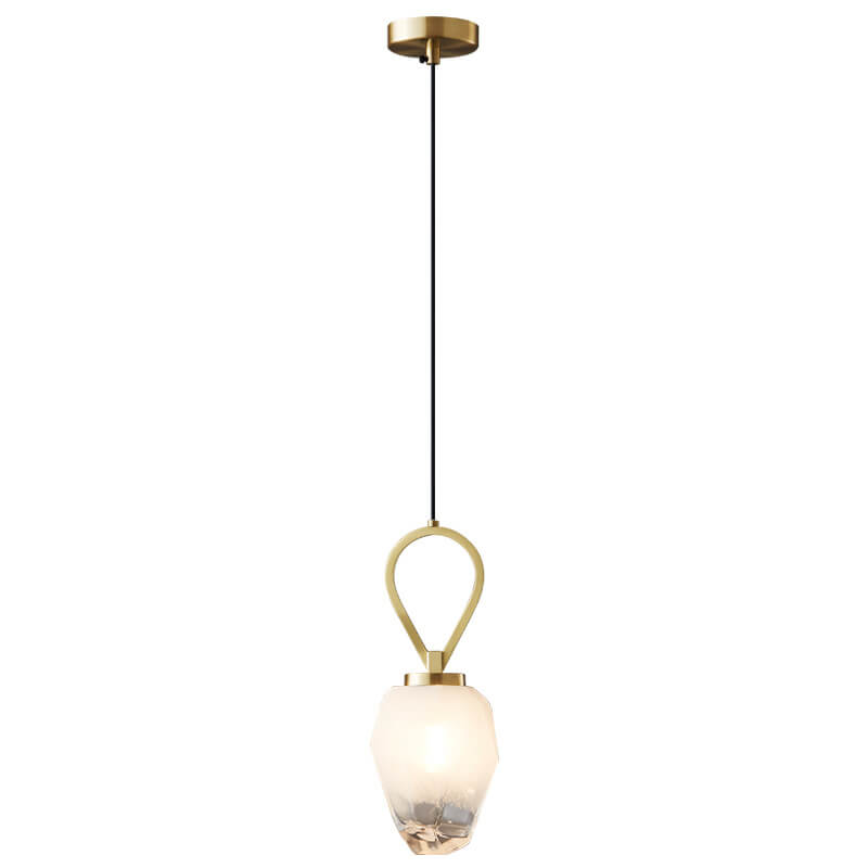 Modern Luxury Brass Geometrical Glass Shade 1-Light Pendant Light For Living Room