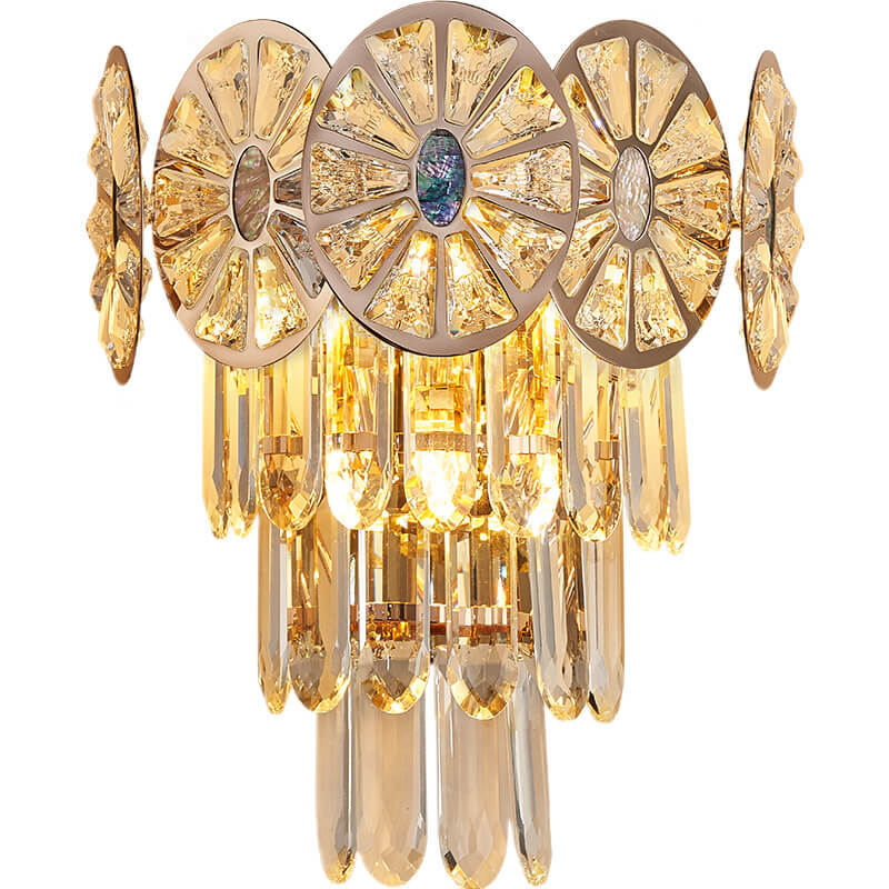 مصباح حائطي عصري فاخر على شكل معين من الكريستال بثلاثة مصابيح