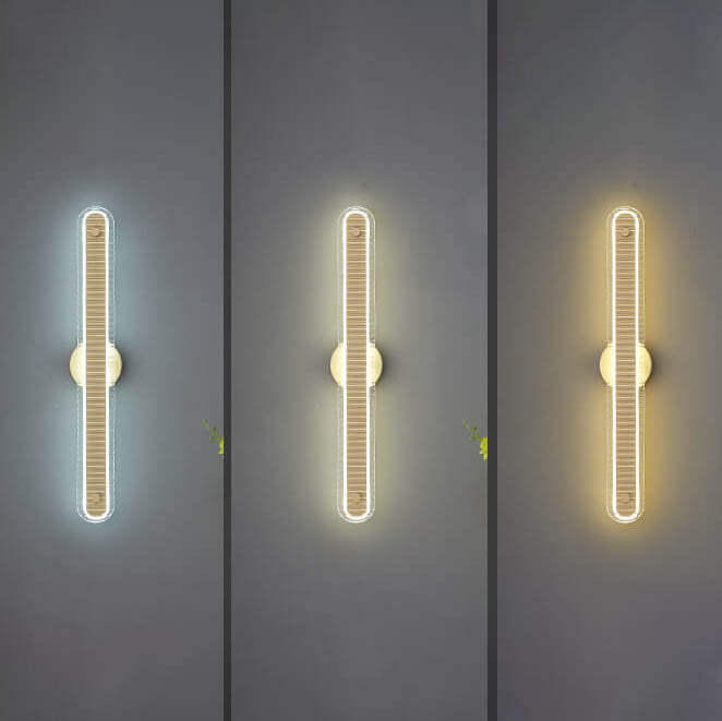Modern Luxury Long Strip Copper Glass LED Wall Sconce Lamp