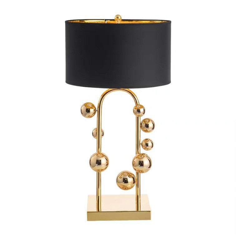 Modern Art Deco Fabric Round Shade Iron Globe Ball 1-Light Table Lamp For Home Office