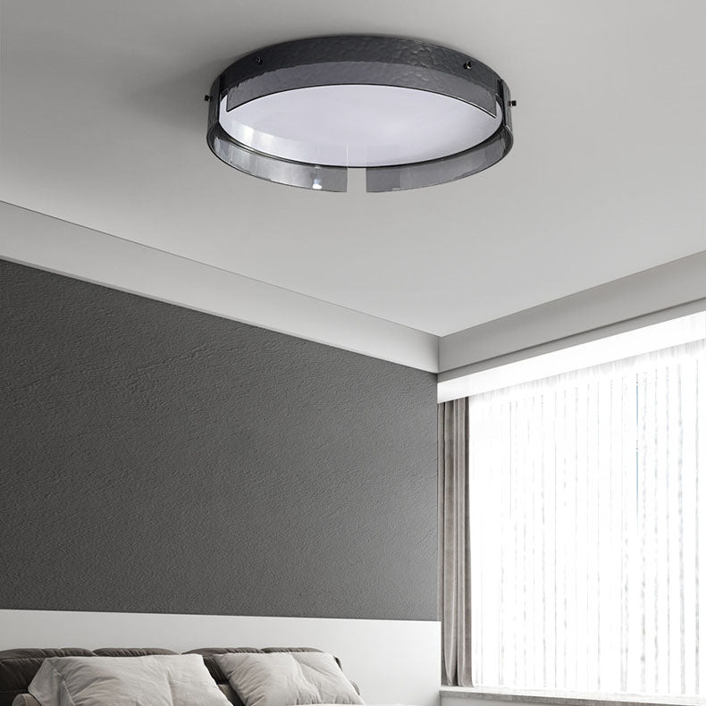 Modern Minimal Round Copper Glass LED Flush Mount Lighting