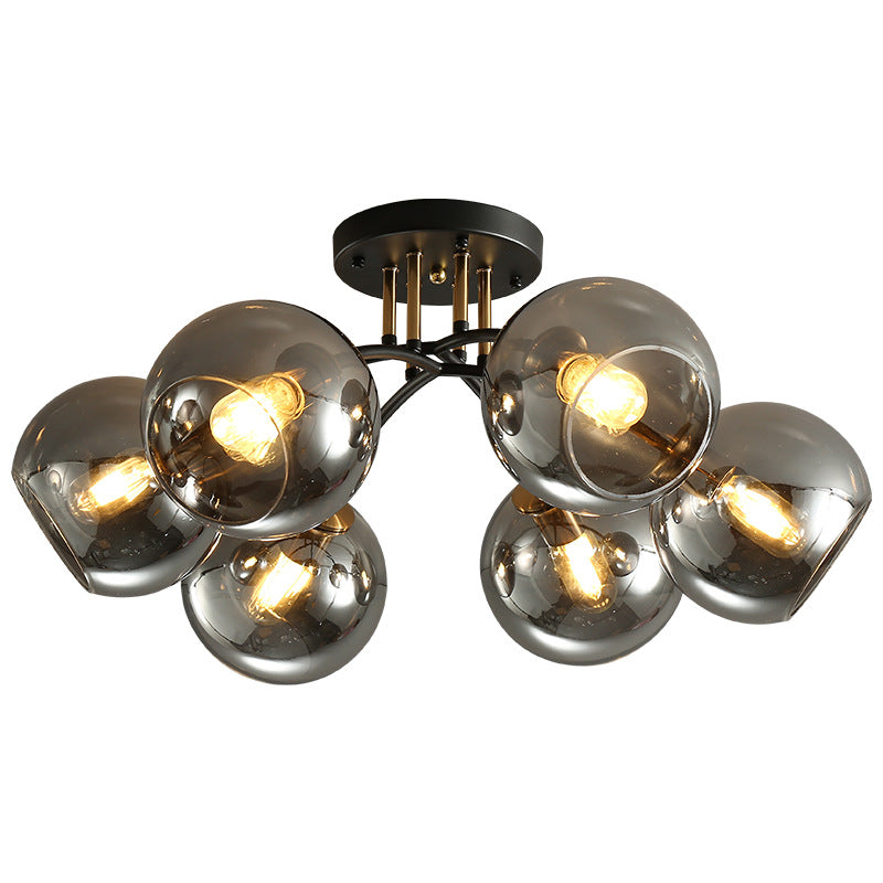 Modern Light Luxury Glass Magic Bean Round 4/6/8 Light Semi-Flush Mount Ceiling Light