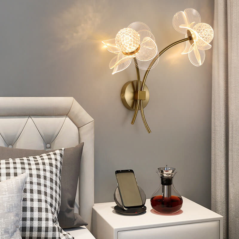 European Creative Lotus Flowers Acrylic LED Wall Sconce Lamp