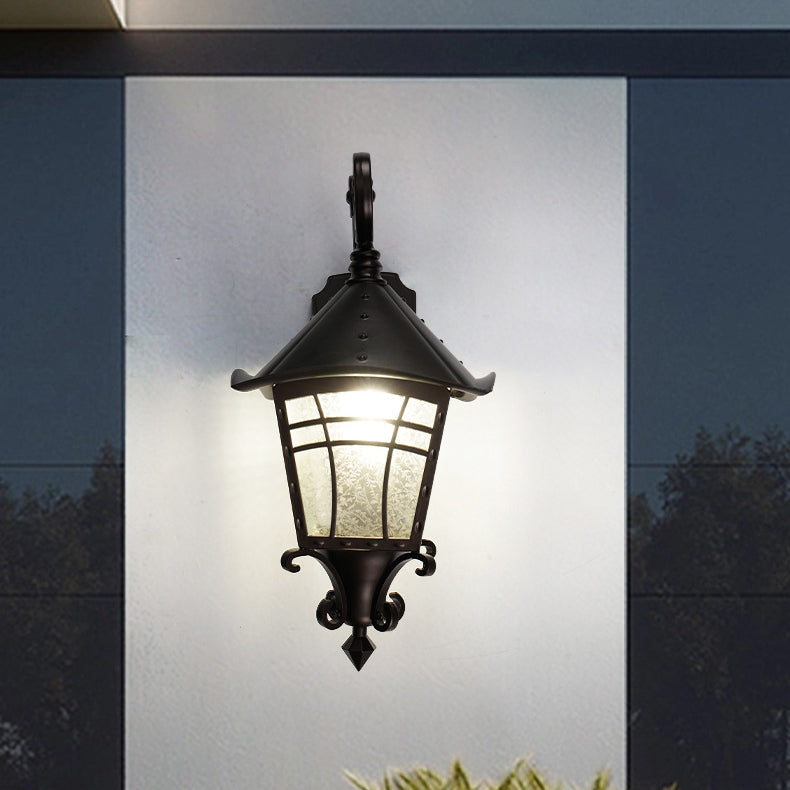 Traditional European Waterproof Aluminum Glass Cone Cylinder 1-Light Wall Sconce Lamp For Outdoor Patio