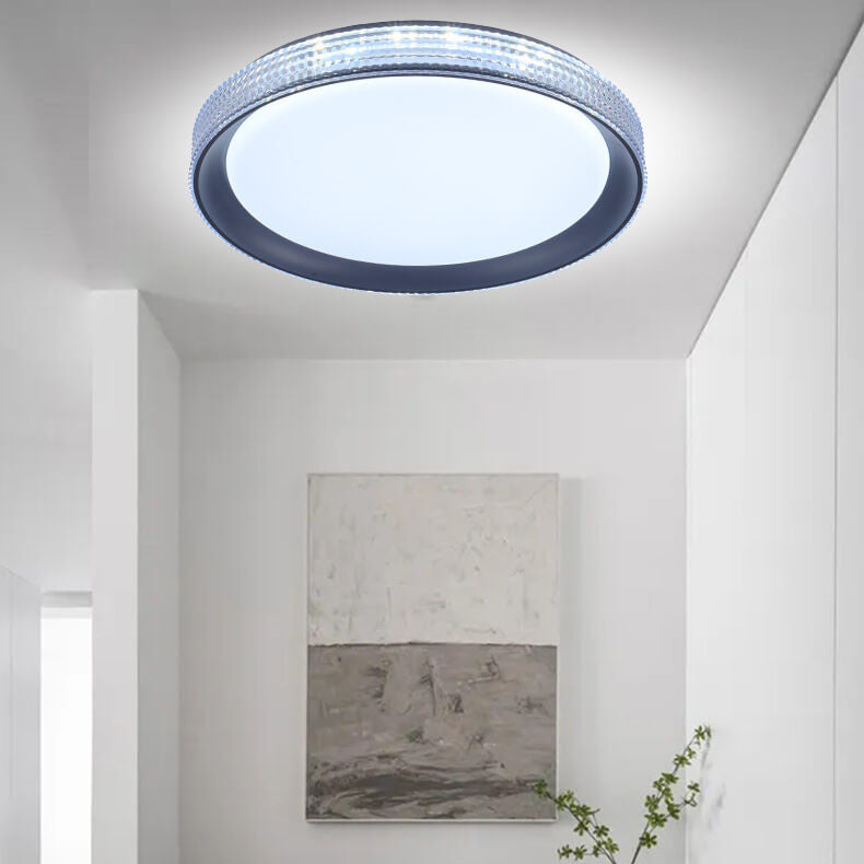 Modern Luxury Crystal Water Wave Diamond Circle LED Flush Mount Ceiling Light