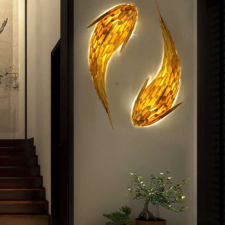 Modern Decorative Carp Linden Wood Hardware 2/4 Light Wall Sconce Lamp