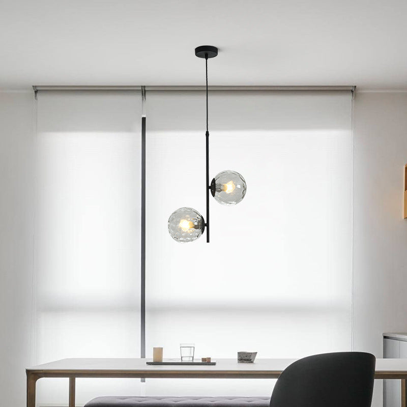 Modern Minimalist Iron Glass 2-Light Chandelier
