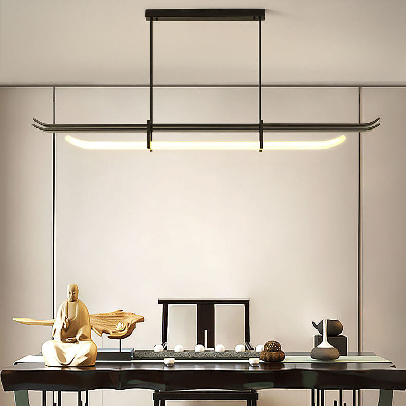 Chinese Retro Minimalist Wrought Iron Acrylic LED Island Light Pendant Light