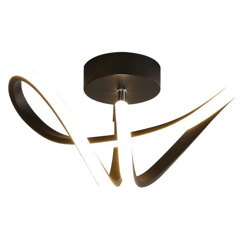 Modern Creative Bending Lines Iron Silicone LED Semi-Flush Mount Ceiling Light