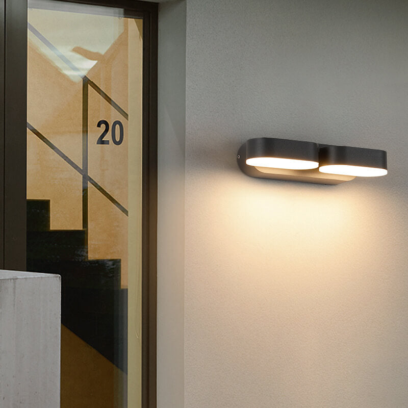 Modern Minimalist Aluminum Outdoor Double Head Adjustable LED Wall Sconce Lamp