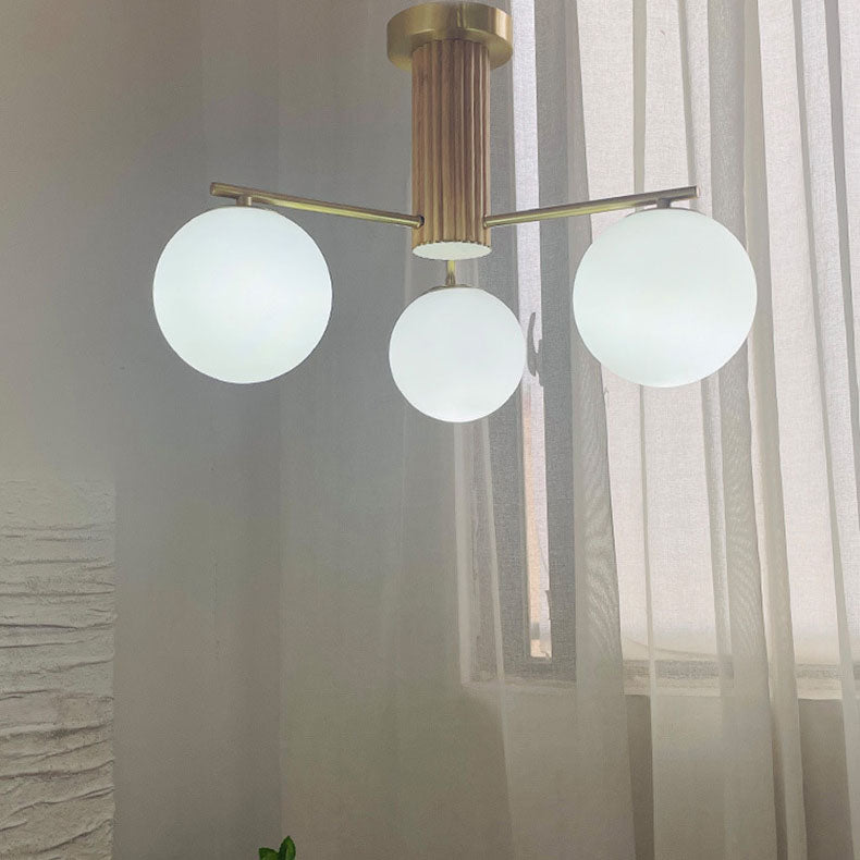 Modern Creative Minimalist Copper Glass Sphere 3/5-Light Semi-Flush Mount Ceiling Light