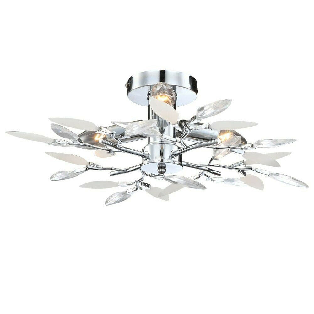 Creative Simple Crystal Leaf Combination Design 3-Light Flush Mount Light