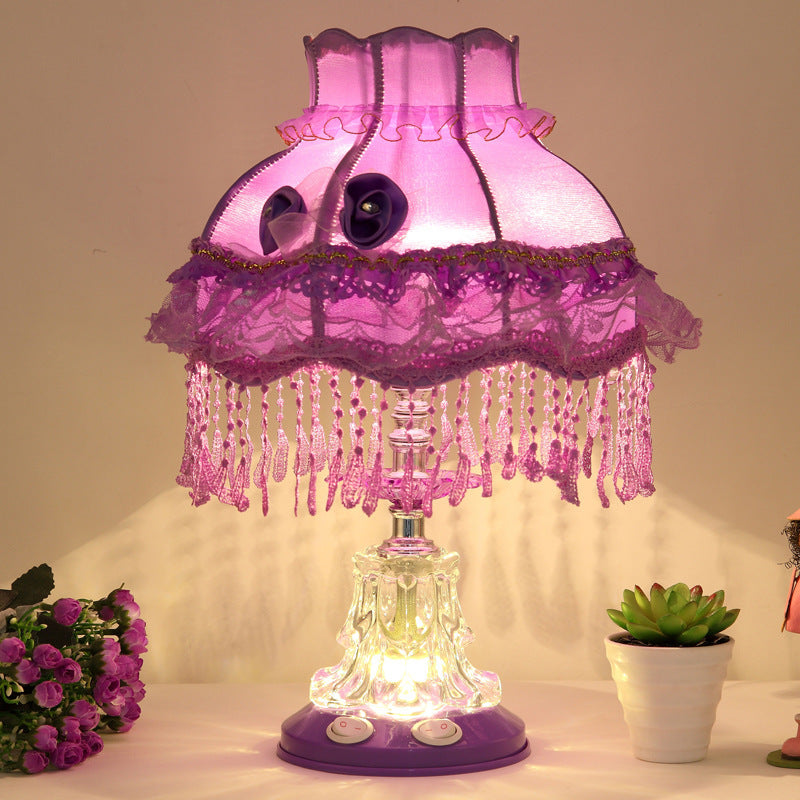 European Style Wedding Fabric Glass 1-Light Table Lamp