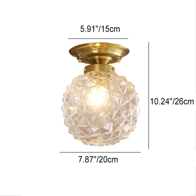 Modern Light Luxury Star Textured Glass Orb 1-Light Semi-Flush Mount Ceiling Light