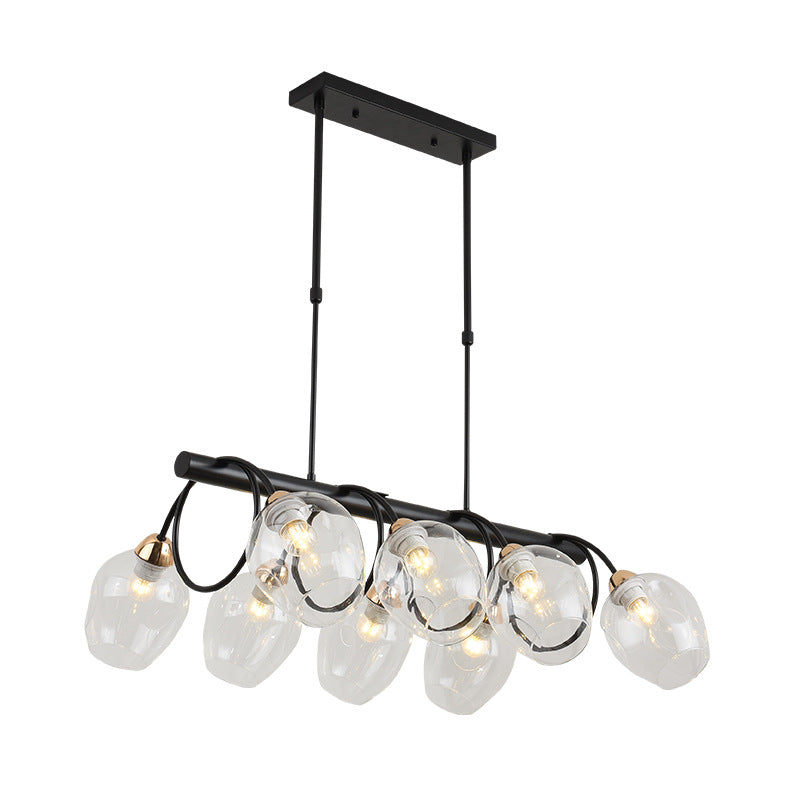 Nordic Light Luxury Gradient Glass Linear 6/8/10 Light Island Light Chandelier