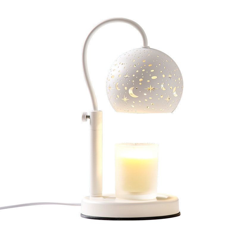 Contemporary Scandinavian Star Orb Disc Base Iron Plastic 1-Light Aromatherapy Melting Wax Table Lamp For Bedroom