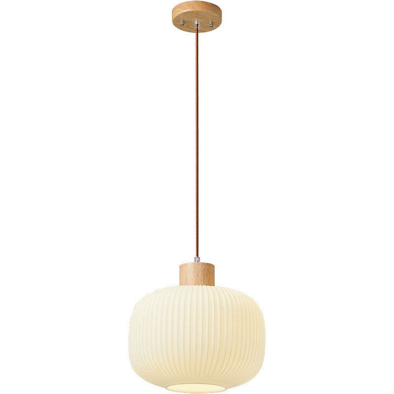Japanese Minimalist Log Wood Strip Glass Jar 1/2/3 Light Island Light Chandelier