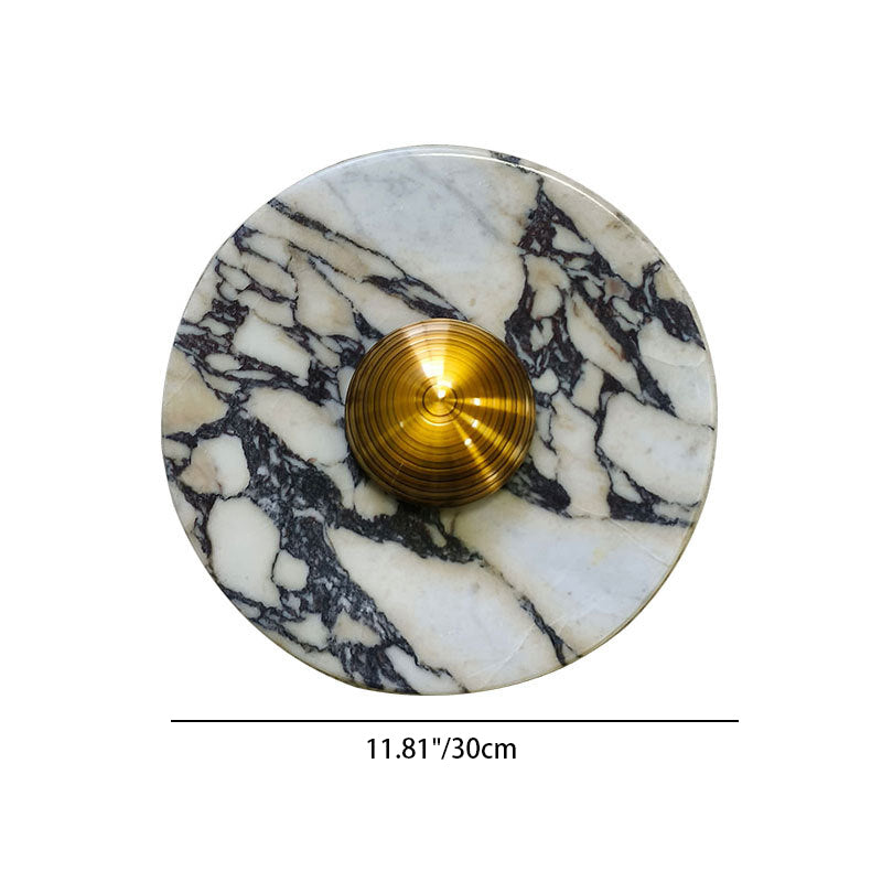 Contemporary Scandinavian Round Metal Marble LED Wall Sconce Lamp For Living Room