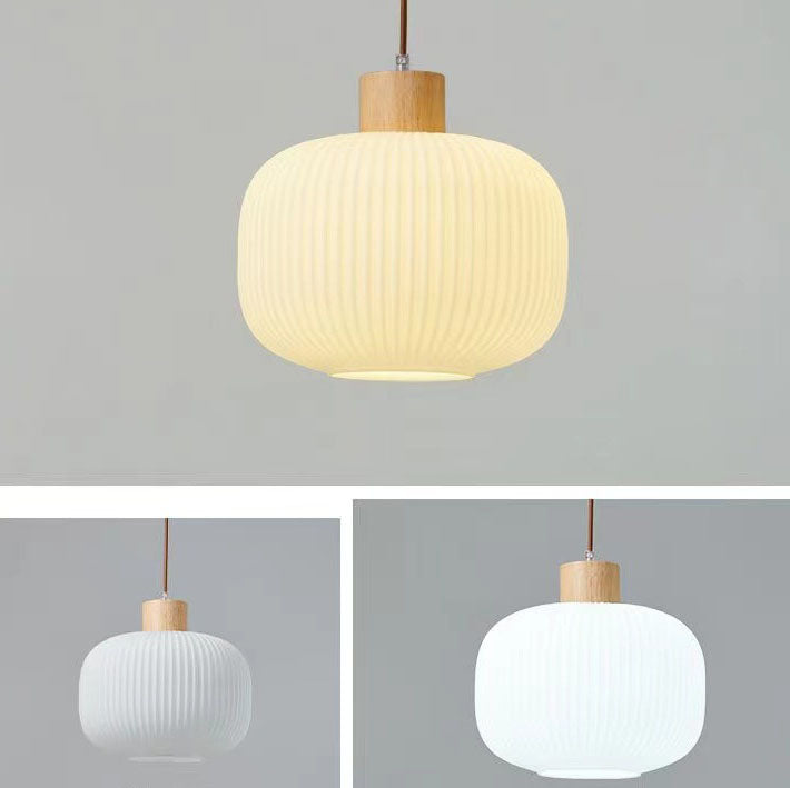 Japanese Minimalist Log Wood Strip Glass Jar 1/2/3 Light Island Light Chandelier