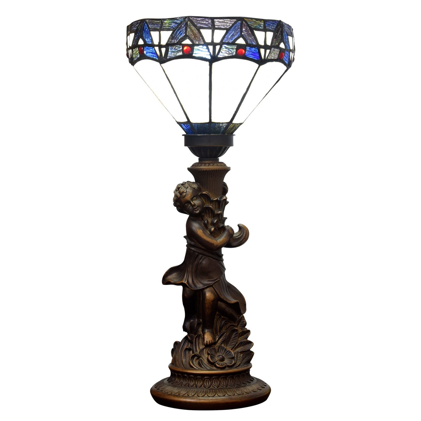 Traditional Vintage Resin Glass Diamond Boy 1-Light Table Lamp For Living Room