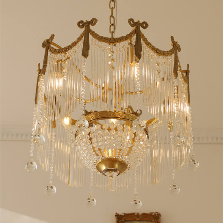 French Luxury Crystal Tassel Bead Design 6/7/9 Light Chandelier