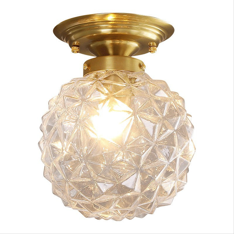 Modern Light Luxury Star Textured Glass Orb 1-Light Semi-Flush Mount Ceiling Light