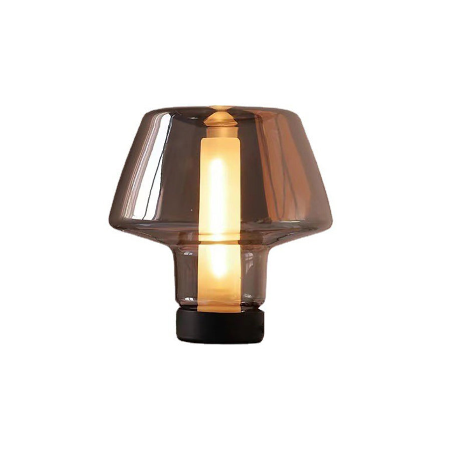 Modern Minimalist Round Glass Metal 1-Light Table Lamp For Bedroom