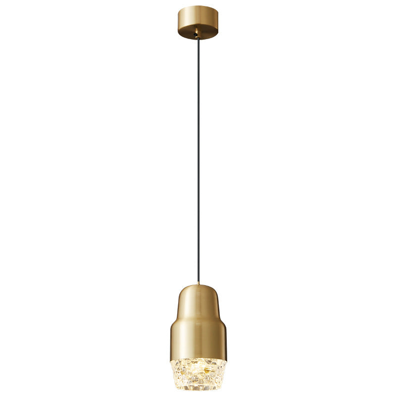 مصباح LED أسطواني فاخر من النحاس والأكريليك بتصميم عصري