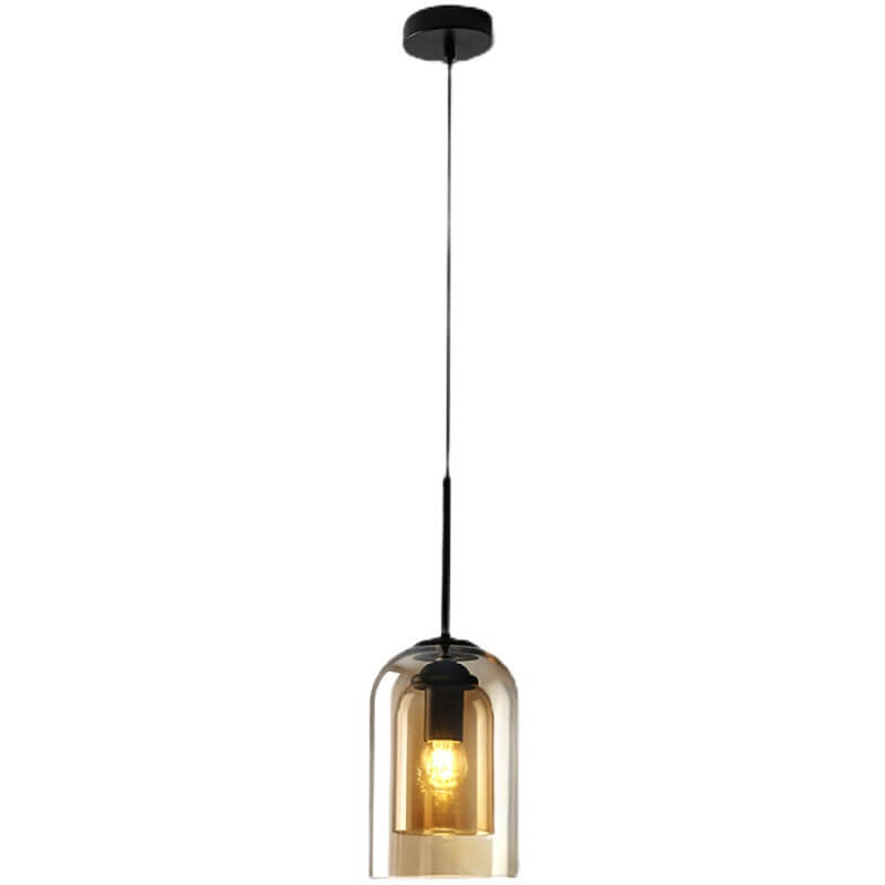 Modern Minimalist Glass Cylinder Cup Design 1-Light Pendant Light