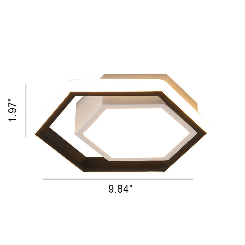 Modern Minimalist Geometric Hexagonal Ring LED Flush Mount Ceiling Light